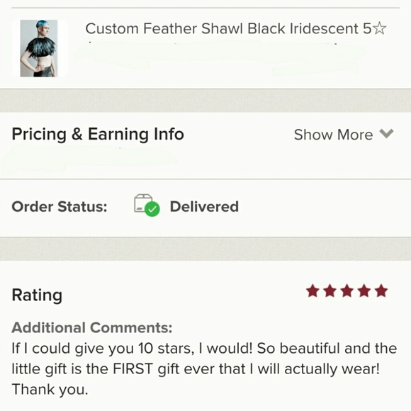 Custom Feather Shawl Black Iridescent - Picture 8 of 8